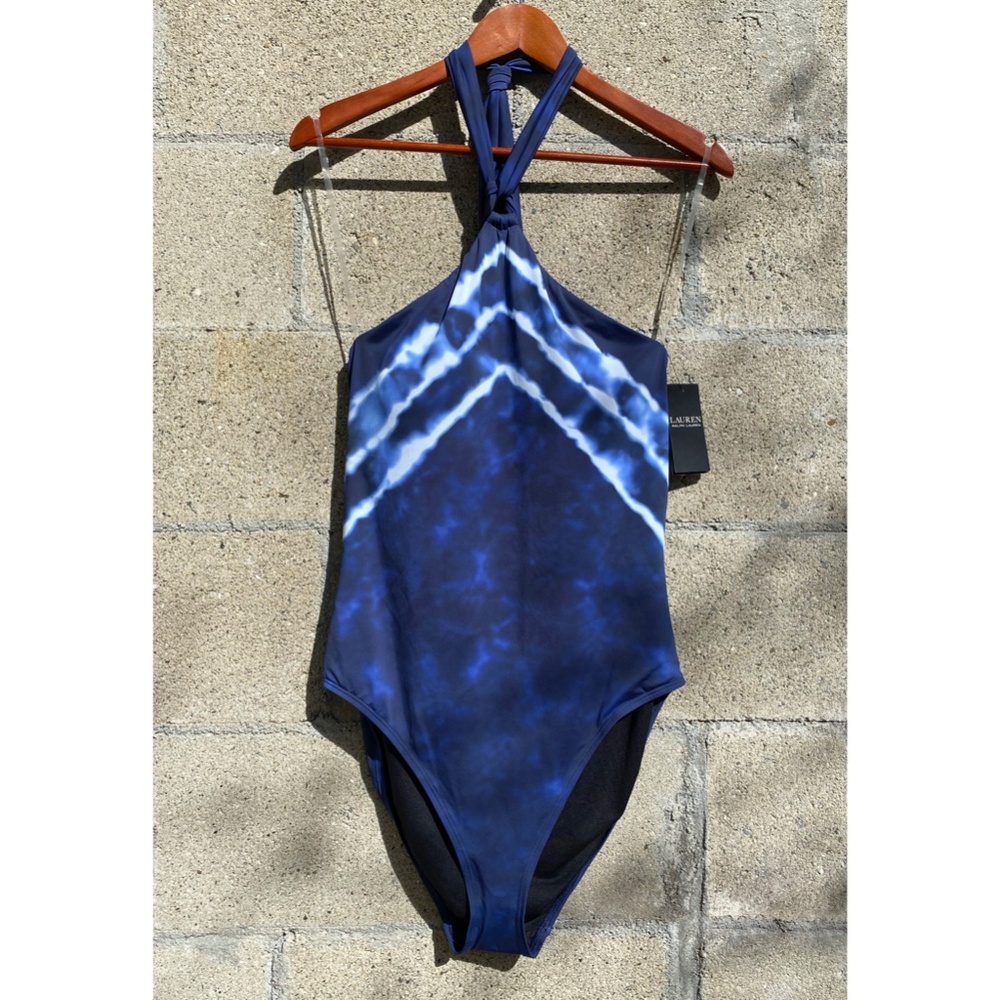 LAUREN RALPH LAUREN - One Piece Swimwear with Halterneck Tie - size 14